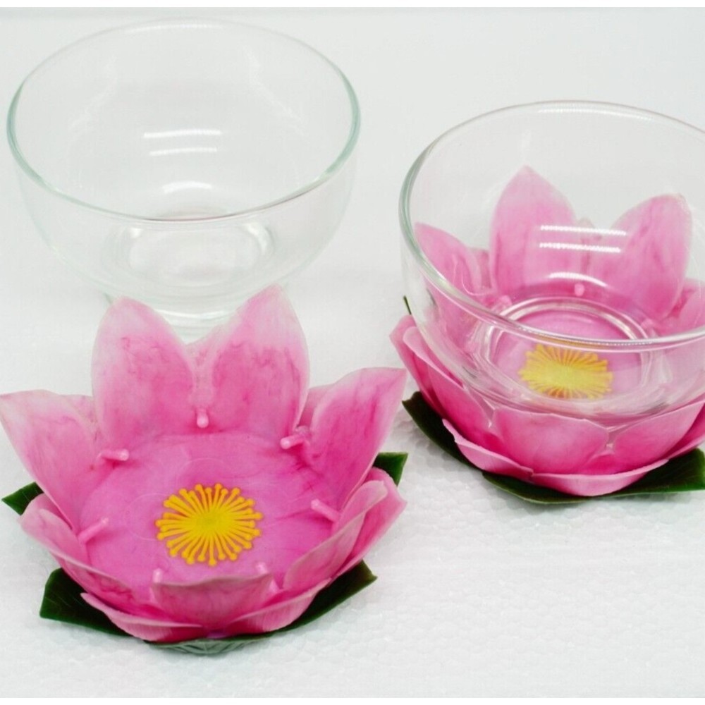 Rare Styson Decorative Plastic Lotus Coasters and 8oz Dessert Dishes 1961 MCM X2 - Picture 2 of 7